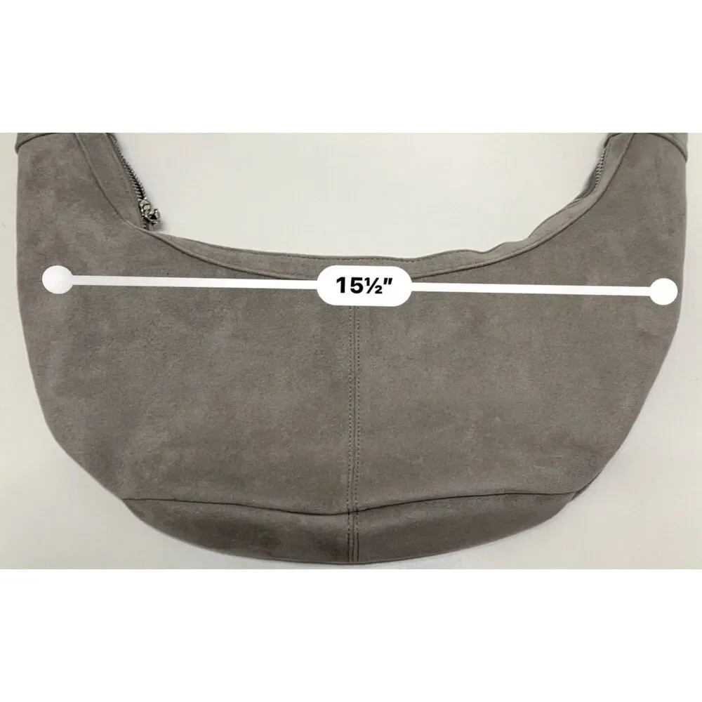 NWT ah.dorned grey vegan suede hobo bag